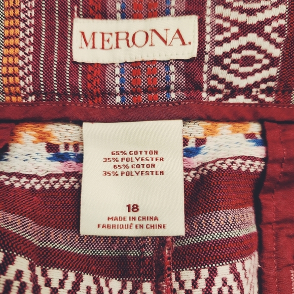 Merona Aztec Southwest Print Boho Pink Tribal Shorts Size 18 Pockets - Picture 2 of 6